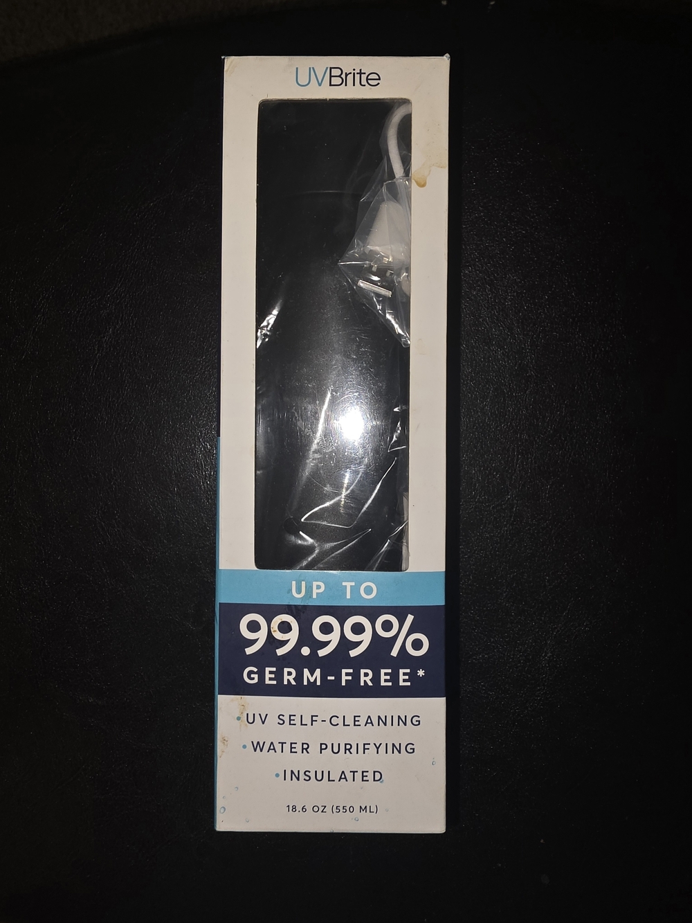 Black UV Self-Cleaning Water Bottle - 18.6 oz